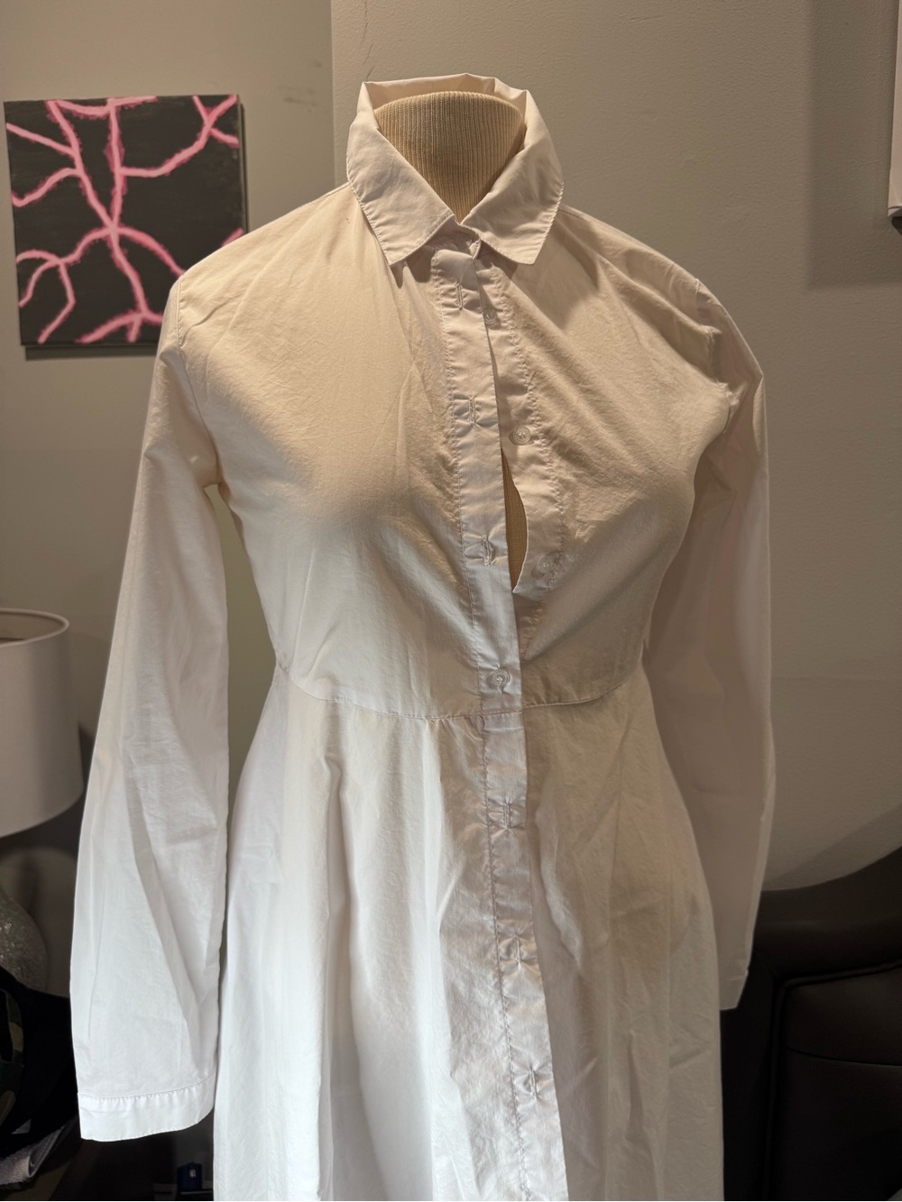 Crisp White Button-Front Hi Low Shirt Dress